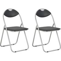 vidaXL Folding Chairs 2 pcs Black Faux Leather