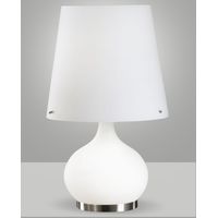 Lampada da Tavolo Ade Design in Metallo e Vetro Soffiato, Doppia Accensione, Attacco E14 40W e E27 100W, Bianco, Codice Prodotto: 2533-35-102