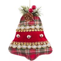 Décoration sapin de noël classique cloche tissu 11x4x15cm