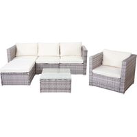 Mobili da giardino in polyrattan per giardino terrazza balcone con poltrone divano tavolo grigio crema cuscino 040004179