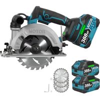 Onevan – Scie circulaire 150mm Brushless – Moteur sans balais 800W – Profondeur de coupe 55mm – 3 lames pour bois dur – 2 batteries 3.0Ah