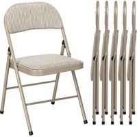 Lot de 6 chaises pliantes chaises de salle à manger portables cadre en acier dim. 45l x 46P x 78H cm beige