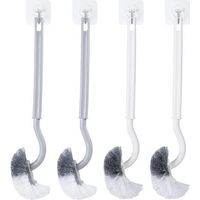 Confezione da 4 spazzole per WC, spazzole per WC, spazzole per WC con pulizia dei bordi, spazzole per WC con manico lungo, spazzole per WC per una pulizia profonda (grigio/bianco)
