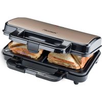 Bestron XL macchina per sandwich, tostapane con rivestimento antiaderente per 2 sandwich, incl. controllo automatico della temperatura e indicatore di pronto, collezione Satin Collection, Beige