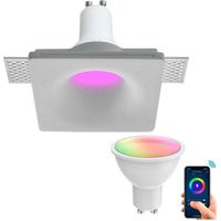 Faretto Smart Gesso Led Gu10 Wifi Incasso Quadrato Scomparsa Rgb Cct Alexa Google -