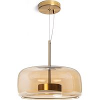 Ledkia – Suspension LED 7W métal et verre ambre – Abat-jour en verre réfléchissant – Design élégant pour espaces modernes