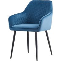 AINPECCA 1X Dining Chairs Teal Velvet Padded Seat Metal Leg Kitchen Chair Home Office Room(Teal,1)