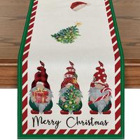 Camino de mesa navideño 40x140 cm, gnomos, árbol de Navidad, decoración invernal para cocina y comedor, interior y exterior