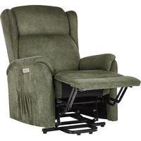 Fauteuil Electrique Moderne en Tissu Siège Inclinable Relaxation Vert Elegy