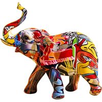 Elephant Decoration, Resin Animal Figurines, Modern Decoration Object Graffiti Sculpture, Decorative Elephant Statue for Home Decoration