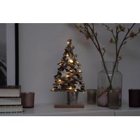 LED Holz Weihnachtsbaum 37 cm - 15 LED - Deko Tannenbaum warm weiss beleuchtet