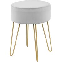 Costway – Pouf repose-pieds rond en velours – Siège de coiffeuse rembourré – Pieds métalliques robustes – Charge jusqu'à 100 kg – Dimensions 40x40 cm