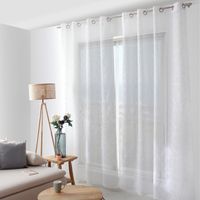 Voilage tamisant brodé de sphères Gris Galet 140x240 cm