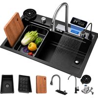 Évier de cuisine intelligent, acier inoxydable professionnel épaissi brossé, grande capacité, lavabo avec affichage numérique