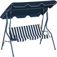Balancín de Exterior con Toldo Ajustable en Ángulo Impermeable y Marco de Acero para Patio Balcón 170x110x153 cm Azul