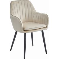 Silla LUGO - terciopelo beige / patas negras x 1