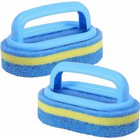 2 Stks Badkamer Schoonmaak Spons Borstel Met Plastic Handvat Multifunctionele Schuursponsje voor Keuken Tegels Bad en Toilet All Purpose Duurzaam Ontwerp Blauwe Kleur