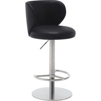 AS EASY Black Titanium Stainless Steel Bar Stools,Grade Modern Leather Bar Chair with Backrest,Swivel Adjustable Height for Kitchen Counter and Dining Room