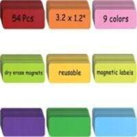 54 Étiquettes magnétiques inscriptibles 80x30mm, Cartes Magnétiques Effaçables, étiquettes magnétiques effaçables,pour Tableaux Blancs, Réfrigérateurs