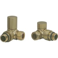 Heatwave Round Brushed Brass Corner Radiator Valves Pair