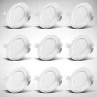 B.K.Licht lot de 9 spots LED encastrables IP44 salle de bain Ø115mm, ultra-plats 30mm, 6W 450lm 3000K blanc chaud, installation 230V facile