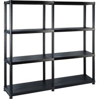 Vidaxl – Étagère de rangement 4 niveaux en plastique noir 122x30,5x130 cm – Design compact pour espaces réduits – Facile à nettoyer