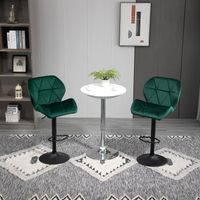 Lot de 2 tabourets de bar, hauteur réglable, piètement en métal et assise en velours, tabourets de cuisine modernes avec dossier et repose-pieds, 46 x 48 x 83-104 cm, vert