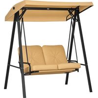 Columpio de jardín de 2 plazas con toldo ajustable – Comodidad para patio y jardín – Beige