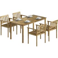 Set da Pranzo da Giardino 5 Pezzi, Tavolo e Sedie per 4 Persone, Teak