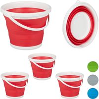 Seau pliable 10 l, lot de 4, pour nettoyage de Maison, voiture et camping, rouge