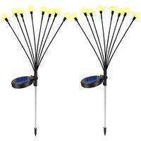 Luci solari da giardino, set da 2, 8 LED, effetto lucciola, impermeabili, luce bianca calda