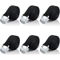 Spanbanden Kort met Ratel 2m, 6 Stuks Fietsendrager, Zwart, Kleine Sjorbanden met Klemsluiting, Auto, Fiets, Steekwagen, Motorfiets, Bagage, Camping