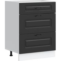 Meuble bas de cuisine Meuble de cuisine « Kalmar » Bois d'ingénierie noir