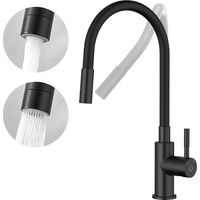 Cecipa Grifo de Cocina Flexible Grifo con 2 Tipos de Chorros, Mezclador de Cocina Plegable, Mezclador de Fregadero Flexible con Agua Fría y Caliente (Negro)