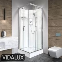 Vidalux Pure E Square 900 x 900 White Electric Shower Cabin Triton Lux Metal 8.5KW