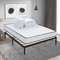 Iztoss – Ensemble sommier et matelas 140x190 cm – Matelas respirant avec technologie sous vide – Sommier robuste en lattes bois massif – 2 oreillers et couette inclus