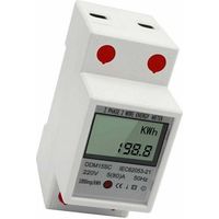 Compteur d'énergie monophasé EDF sur rail DIN, affichage numérique LCD, 5-80 A, 220 V, 50 Hz, compteur électronique de kilowattheures, moniteur de consommation d'énergie DDM15SC, blanc
