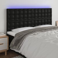 LED Kopfteil Schwarz 200x5x118/128 cm Kunstleder vidaXL