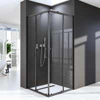 WDWRITTI Duschkabine Schwarz 90x100cm Eckeinstieg Schiebetür, Duschkabine 100x90cm Eckeinstieg Duschabtrennung mit 6mm ESG Sicherheitsglas Glas Duschwand Höhe: 185cm