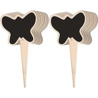 Étiquettes pour plantes (papillon) : 20 étiquettes en ardoise et en bois, respectueuses de l’environnement, pour jardin, graines, arbres, herbes aromatiques, fleurs. Motif : papillon.
