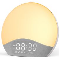 ecozy Réveil Lumineux Simulateur d'Aube, 17 Couleurs de Lumière, 26 Sons Apaisants, Snooze, 20 Niveaux de Luminosité, Bluetooth Sync