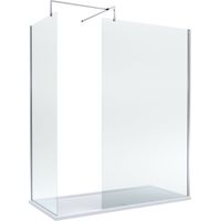 8mm Glass Walk In Wetroom Screens with Chrome Profile and White Shower Tray - 1700 x 800mm