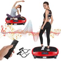 Vibrationsplatte 57,5×42,5×17 cm, 200W mit 120 Intensitätsstufen, Ultra Leise für Zuhause, inkl. Trainingsbändern, Fernbedienung & seitlichen Transporträdern, bis 200 kg belastbar