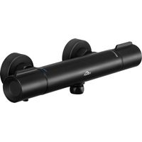 Auralum Mitigeur Thermostatique de Douche Noir en laiton Robinet de Douche Mural avec Blocage de sécurité de 38°C, Mitigeur thermos pour Baignoire/ Colonne de douche