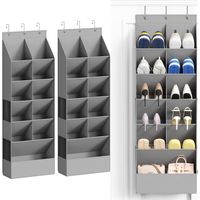 LEDANDER Lot de 2 étagères à chaussures de porte étagères à chaussures suspendues grand format, 1pour ranger chaussures baskets, tissu Oxford, 42X15X126CM gris