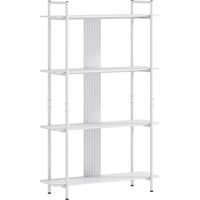 Bibliothèque à 4 niveaux avec panneau perforé et cadre métallique Bibliothèque étroite pour chambre blanche
