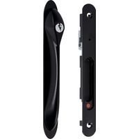 La Croisee Ds – Fermeture encastrée double Silène rénovation noir – Serrure à clé pour baie vitrée – Aluminium thermolaqué – Dimensions 198x24x21mm