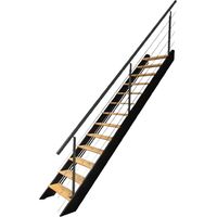 DIVERSO - Scala dritta in legno con LED integrati, nera con balaustra