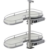 Vauth-Sagel Karussell Eckschrank Cornerstone Maxx Set Planero - Schrankauszug Küche - moderner Organizer für den Eckschrank, KB 800mm FB 400mm links, Stahl/Holz silber/hellgrau