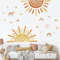 Stickers Muraux Enfants Arc en Ciel Soleil Autocollants Muraux Mural Stickers Étoile Boho pour Chambre Enfants Bébé Pépinière